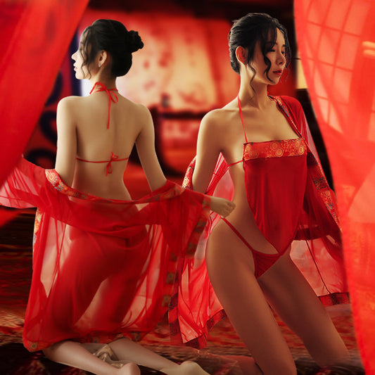 Exquisite Seductive Lingerie Set with Ancient Chinese Flair - Temptation and Passion in Bed